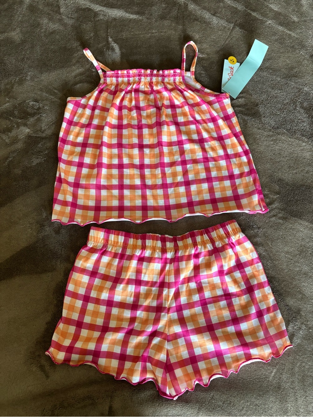 NWT Car & Jack Girls’ Pink & Orange Plaid Pajama Set